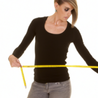 a women with a tape measure too large for her around her waist